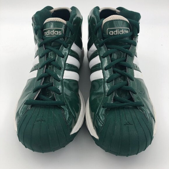 Vintage ADIDAS Pro Model Green Patent Leather Basketball Shoes 2002 US 12M EUC - Picture 2 of 11